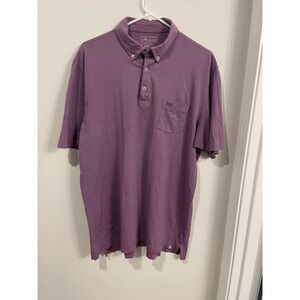 Peter Millar Polo L Pima Cotton Short‎ Sleeve Collared Purple Lightweight Pocket